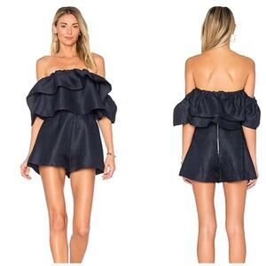 Keepsake the‎ Label Women's OTS in Navy Magnolia Off the Shoulder Romper Medium